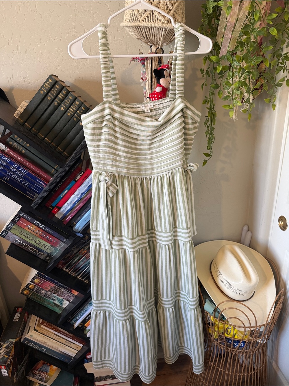 bohme Light Green and White Striped Maxi Dress